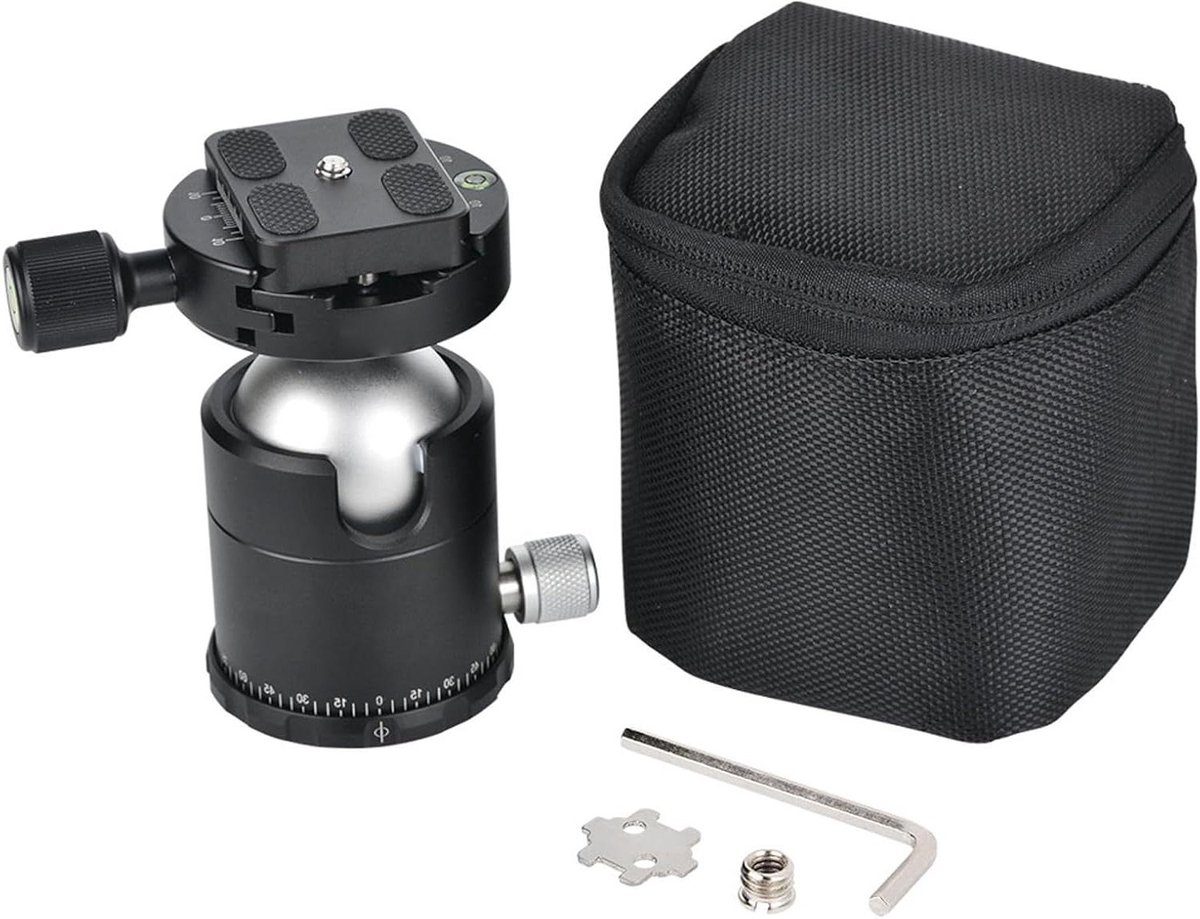 Panoramische Statiefkop - Balhoofd Camera - Fotografie Stabiliteit - 44mm Metalen Bal - 12kg Draagvermogen - Zwart