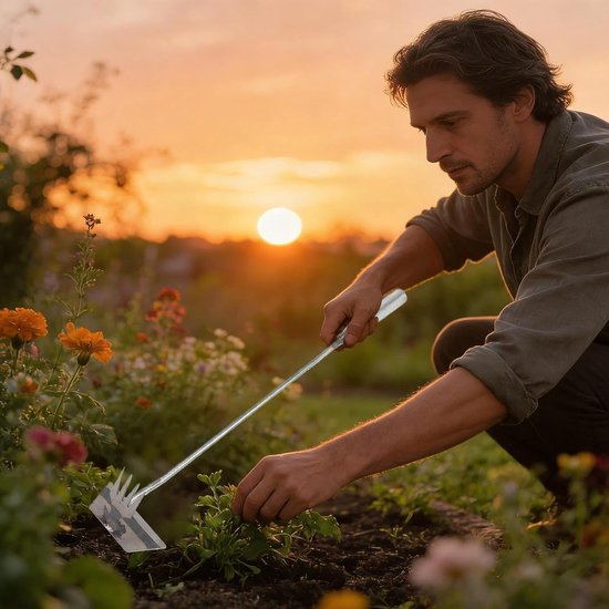 Onkruidverdelger Handmatig - Worteltrekker Gazon - Tuin Onderhouden - Vier Scherpe Tanden - 238 cm Lengte - Metaal — afbeelding 2