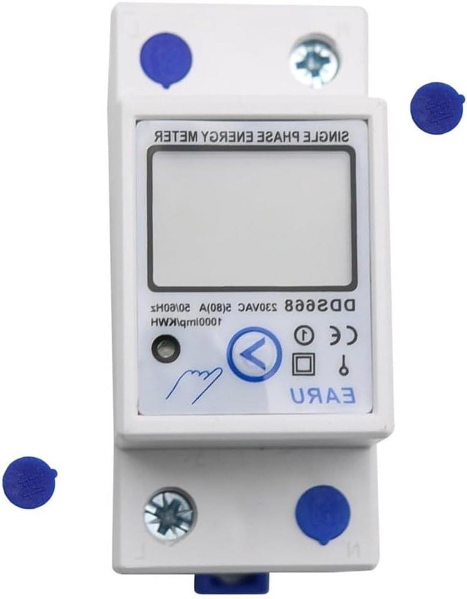 Eenfasige energiemeter met LCD-scherm, stroomverbruiksmeting, achtergrondverlichting, handmatige knop voor reset, 35 mm DIN-railmontage compatibel (DDS662)