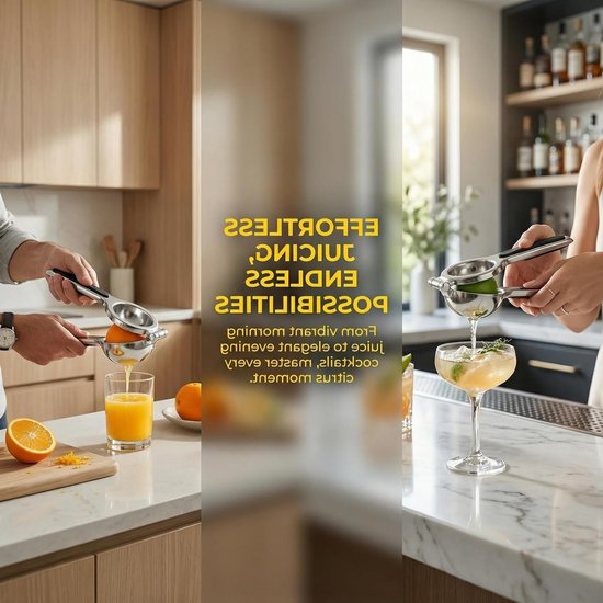 Handmatige Citruspers - Limoenpers Staal - Sap Maken - Ergonomisch Handvat - 7.5 cm - Zilver — afbeelding 3
