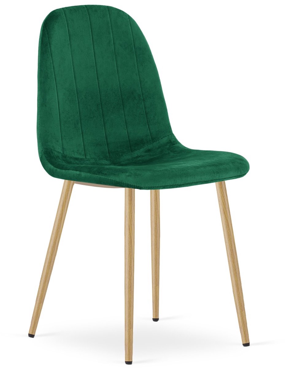 Eetkamerstoel PADVA – Fluweel groen – Eiken poten – Modern design