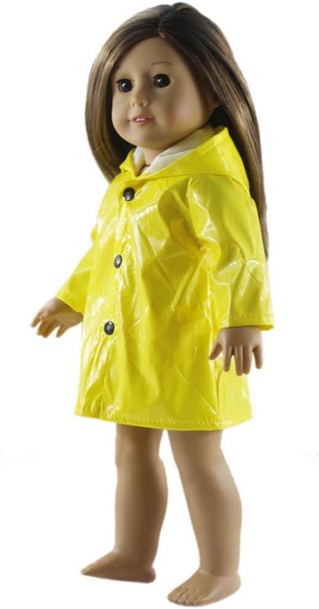 Pop Regenjas - Poppenkleding Set - Poppen Aankleden - Speciaal Ontworpen - 18 Inch Poppen - Geel van Merkloos — afbeelding 3
