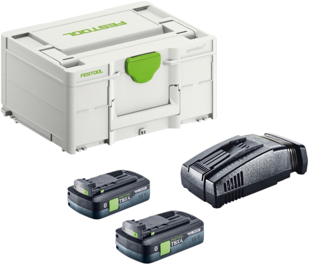 Festool energieset SYS 18V 2xTBX4/SCA16 met 2x BP 18 TBX 4 C-ASI accu 18 V 4,0 Ah ( 2x 578745 ) + SCA 16 snellader ( 576953 ) + Systainer