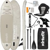 VirtuFit Cruiser Opblaasbaar SUP Board 305 cm - Max. 180 kg - Complete Set - Incl. Kajak Zitje, Peddel, Pomp, Tas & GoPro-mount - Stand Up Paddle Board - Beige