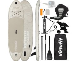 VirtuFit Cruiser Opblaasbaar SUP Board 305 cm - Max. 180 kg - Complete Set - Incl. Kajak Zitje, Peddel, Pomp, Tas & GoPro-mount - Stand Up Paddle Board - Beige