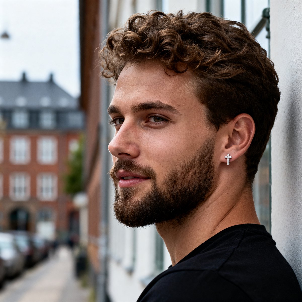 Lucid | 6 mm zirkonia kruis oorknop van 925 sterling zilver