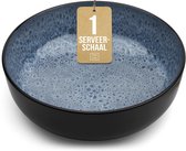 Pure Living Ibiza Dark Grote Serveerschaal - Ø 26,5 cm - Blauw (Rookblauw) - Aardewerk - Magnetron & Vaatwasserbestendig