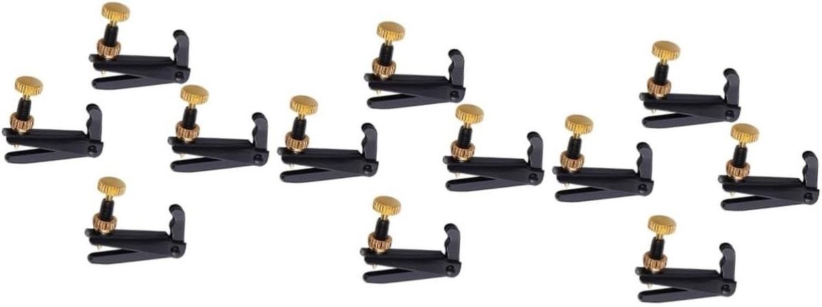 Viool Fijnstemmers - Snaarverstellers - Viool Stemmen - Groefdesign - 12 Stuks - Zwart