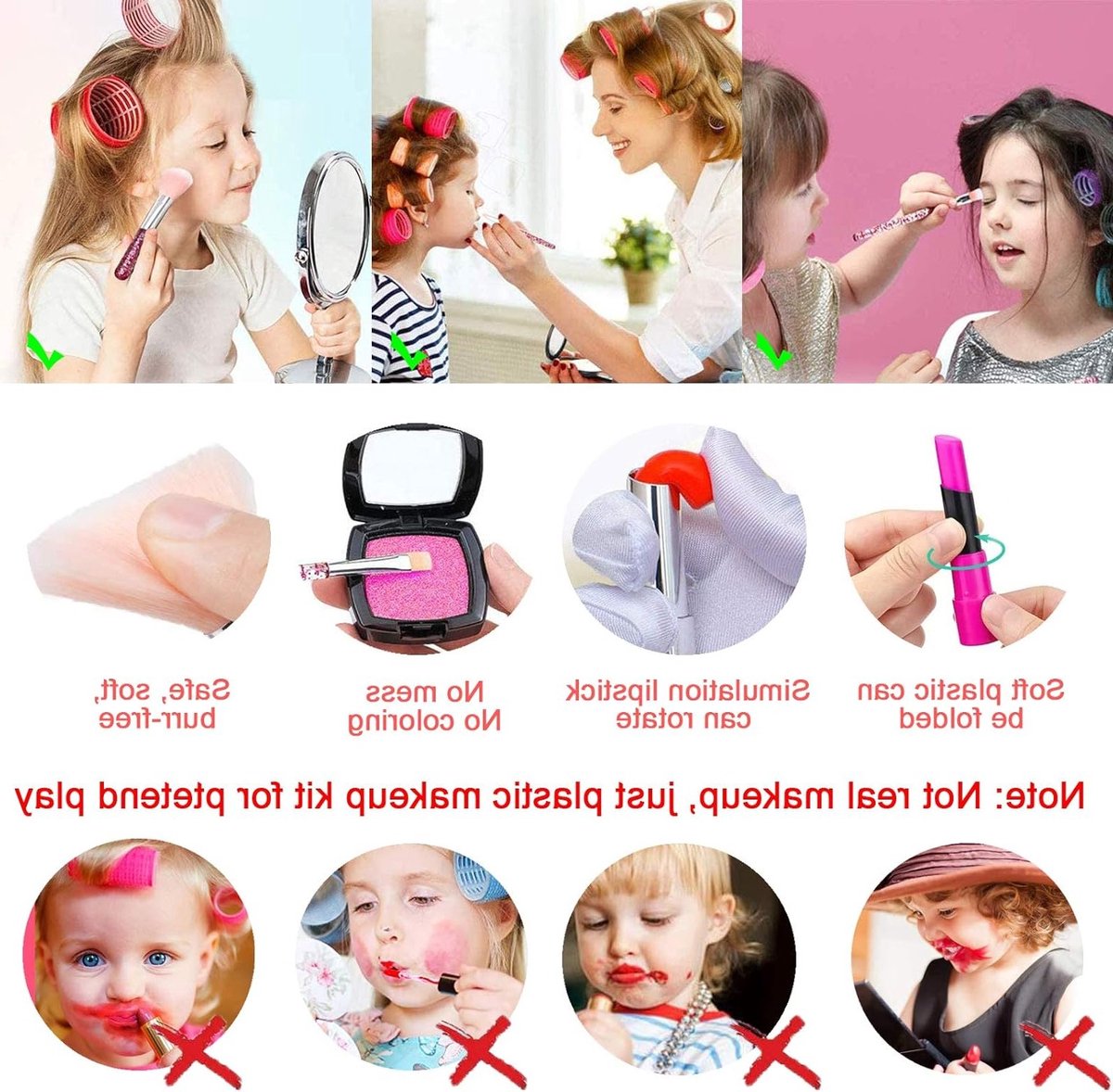 Pretend Kinder Make-up Set voor Meisjes, Cosmetica Speelset met Tas, Speelgoed voor Verjaardag en Kerst, Geschikt voor Kinderen vanaf 3 Jaar