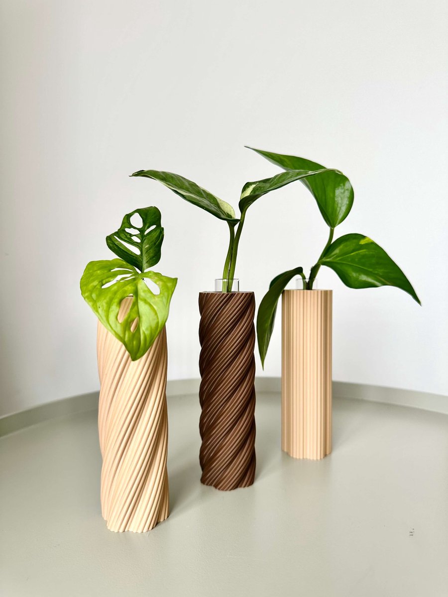 VERTA stekhouder set van 3 – stekjeshouder met glazen buisjes – stekstation voor waterpropagatie kamerplanten – organisch design plantenhouder