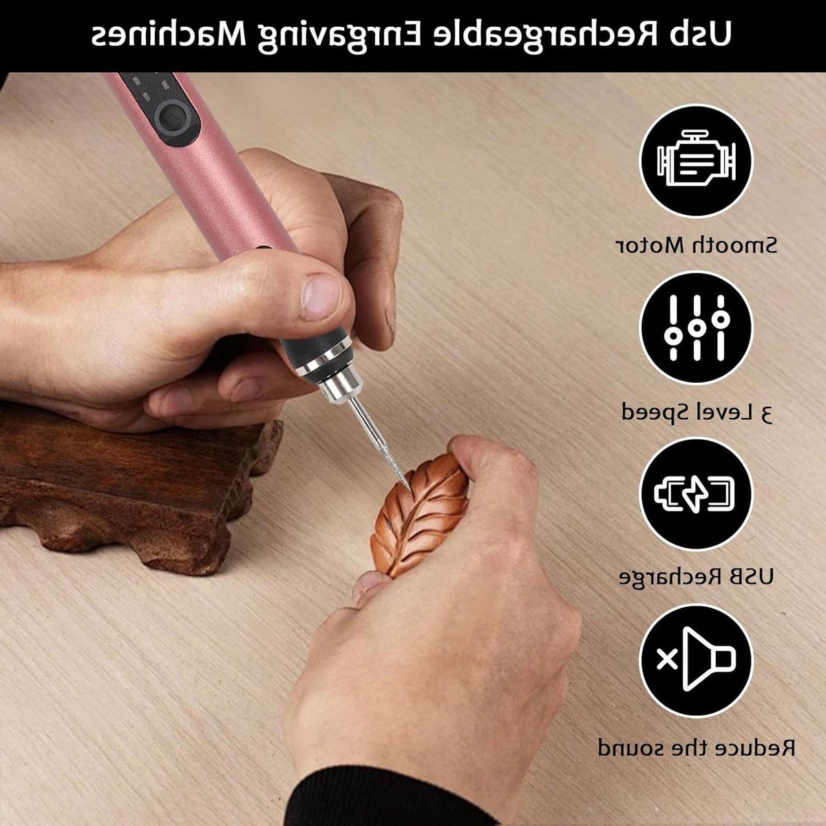 Mini Graveerpen - Elektrische Graveerstift - Doe-het-zelf Graveren - Oplaadbaar met Veel Bits - 12 cm - Roze