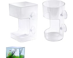Voederbak Aquarium - Vis Voerbak - Voer Concentreren - Transparant Plastic - 10x6 cm - Transparant
