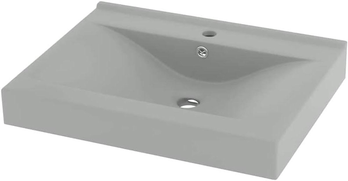 Keramische Wastafel - Badkamer Wasbak - Dagelijks Gebruik - Mat Lichtgrijs - 60x46x16cm