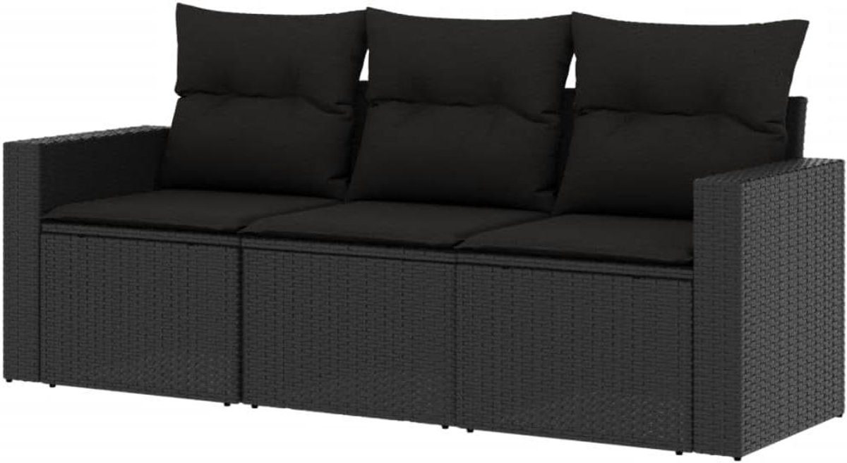 Loungeset met kussens - Tuinset Terrasset - Buiten Ontspannen - Modulair Ontwerp - 55 cm Zitdiepte - Zwart