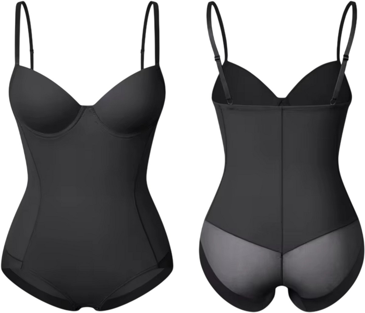 rimmo Shapewear bodysuit dames – corrigerend ondergoed buik controle, body shaper met butt lifter, taille trainer & afslankend corrigerend ondergoed - Zwart