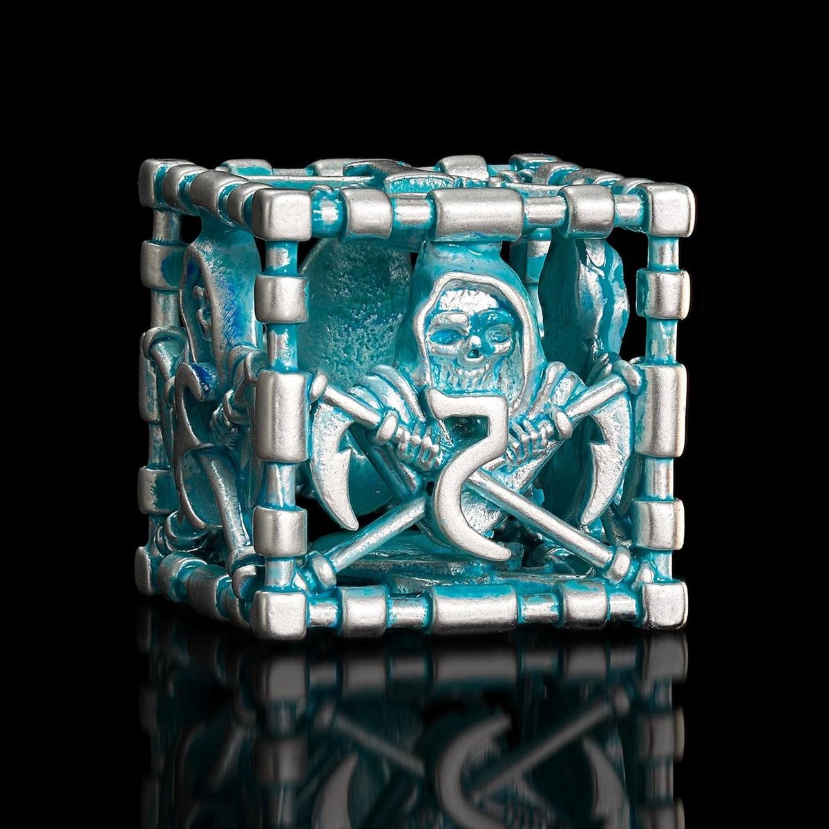 Dobbelstenen Set - Rollenspel Dobbelstenen - Tafelspel Avontuur - Hol Metaal Ontwerp - 7 Delig - Blauw Wit