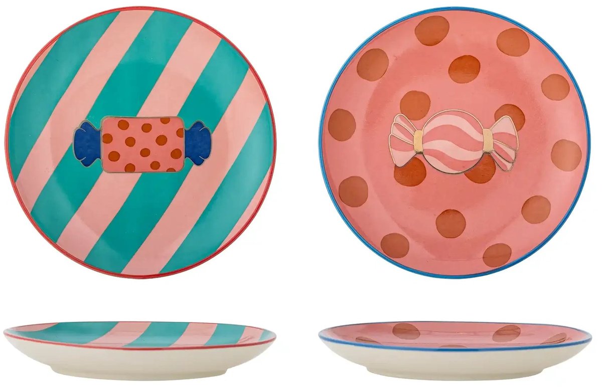 Bloomingville – Bord aardewerk roze Caramella – 16 x 3 x 16 cm - set van 2