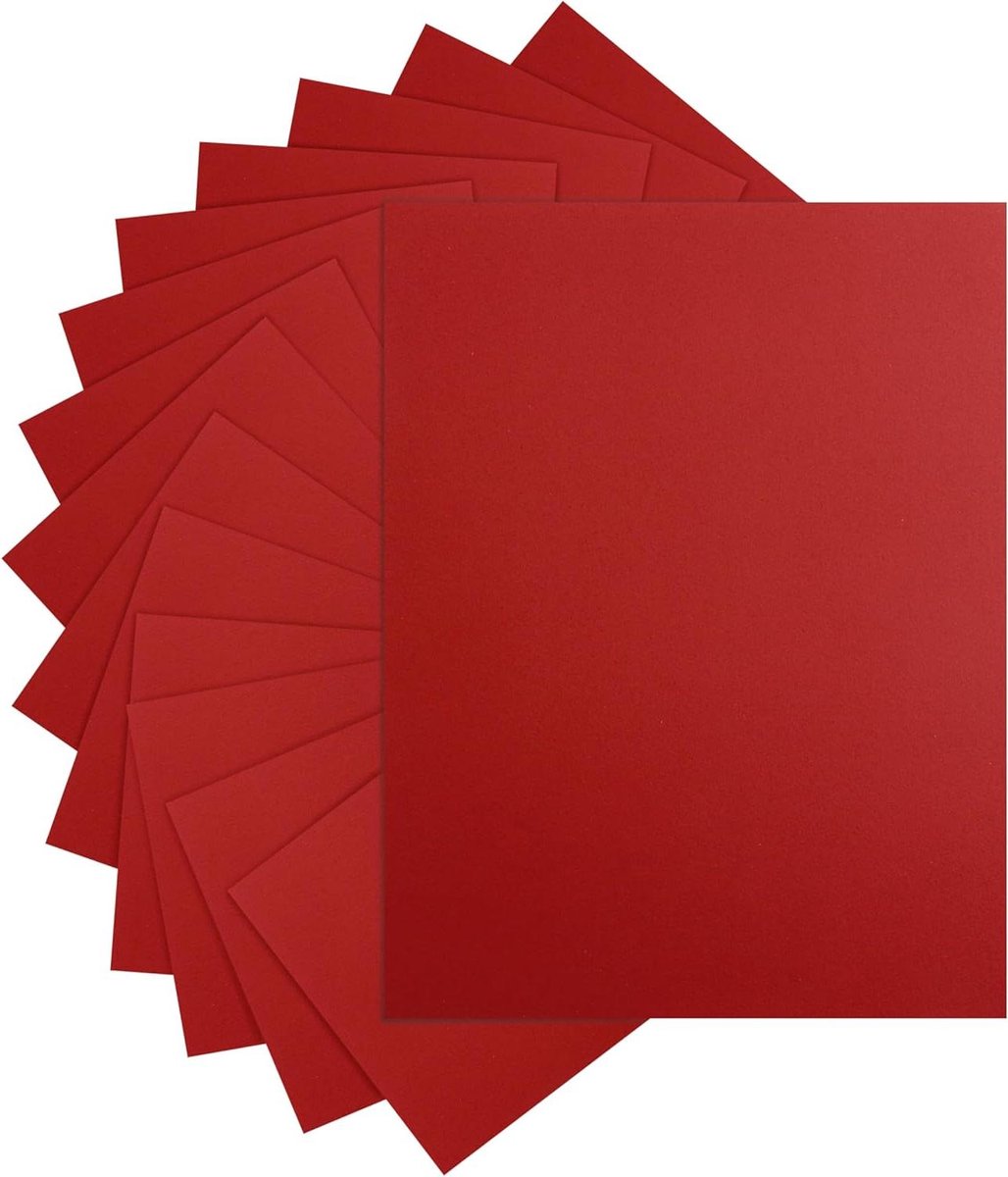 Kerst Cardstock Rood - Kleurrijk Papier Knutselen - Kaarten Maken - Zonder Wit Rand - 8.5 x 11 Inch - Rood