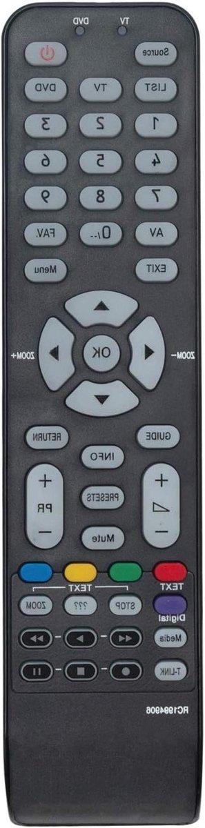Vervang Afstandsbediening - Universele Controller - TV Bediening - Direct Gebruiksklaar - 10 Meter Bereik - Zwart