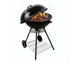 Lomera Kogelbarbecue - Houtskool BBQ met Deksel en Wielen - Ronde Barbecue - Asopvangbak - Kogelgrill - Houtskoolbarbecue - Instelbaar Ventilatiesysteem - Grillrooster - Kolen BBQ - Staande BBQ - Tuinbarbecue - Barbeque