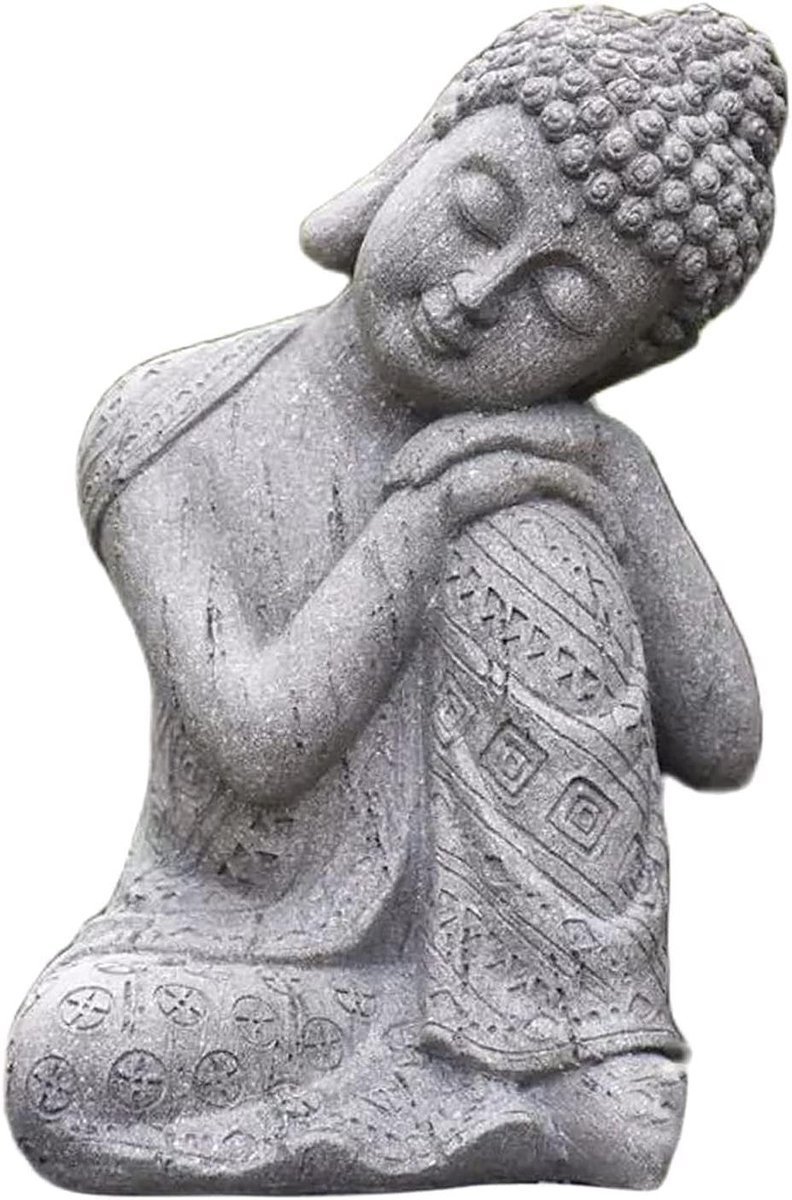 Boeddha Beeld - Ornament Zittend - Woning Decoratie - Hars Materiaal - 16x17x25cm - Antiek