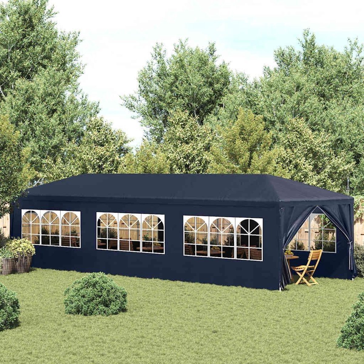 Partytent Blauw - Tuinpaviljoen Feesttent - Buiten Bijeenkomsten - UV- en Waterbestendig - 3x9 meter - Blauw