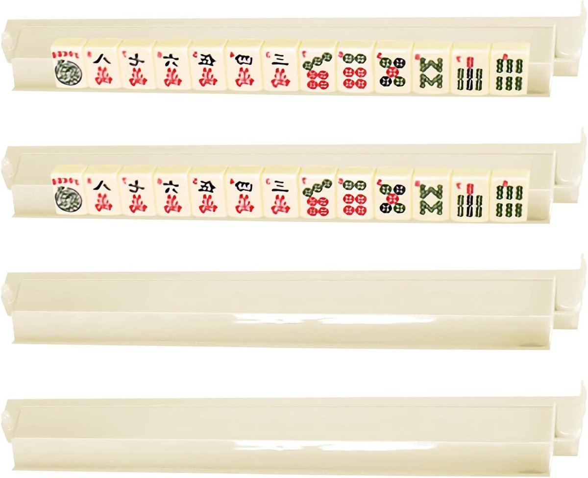 Mahjong Stenen en Duwers - Dominospel Accessoires - Spel Organisatie - Stapelbaar Ontwerp - 47.3x8cm - Ivoor