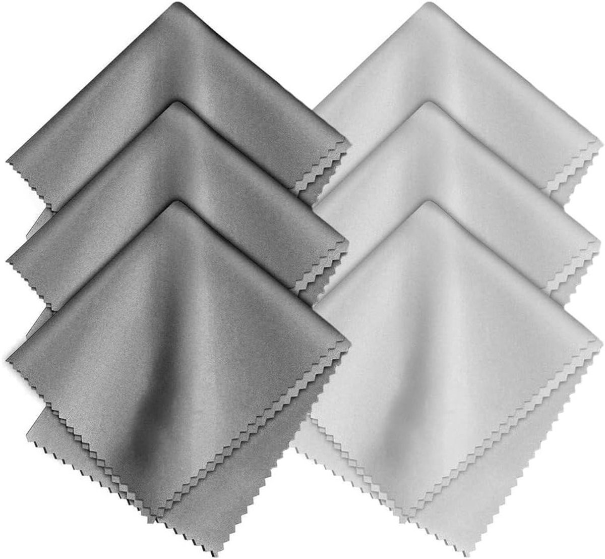 Set van 6 Microvezeldoeken voor Schoonmaken, Polijsten van Camera's, Lenzen en Schermen - 6 x 7 Inch, Grijs/Donkergrijs, Ideaal voor Brillen en Tablets