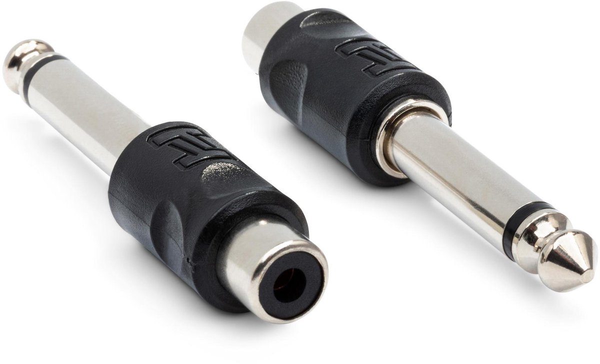 Hosa Technology GPR-101 RCA naar 6,35 mm TS adapter – 2 stuks – RCA female naar jack male – zwart