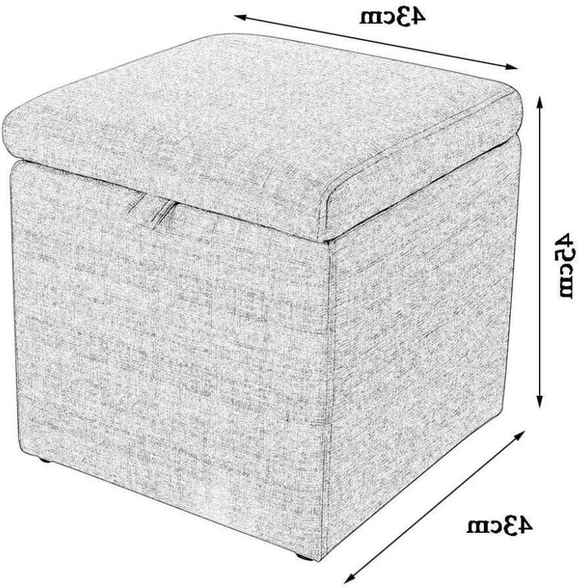 Opberg Poef Kubus - Voetsteun Kruk Zetel - Woonkamer Organiseren - Opklapbaar Ontwerp - 43x43x45 cm - Donkergrijs
