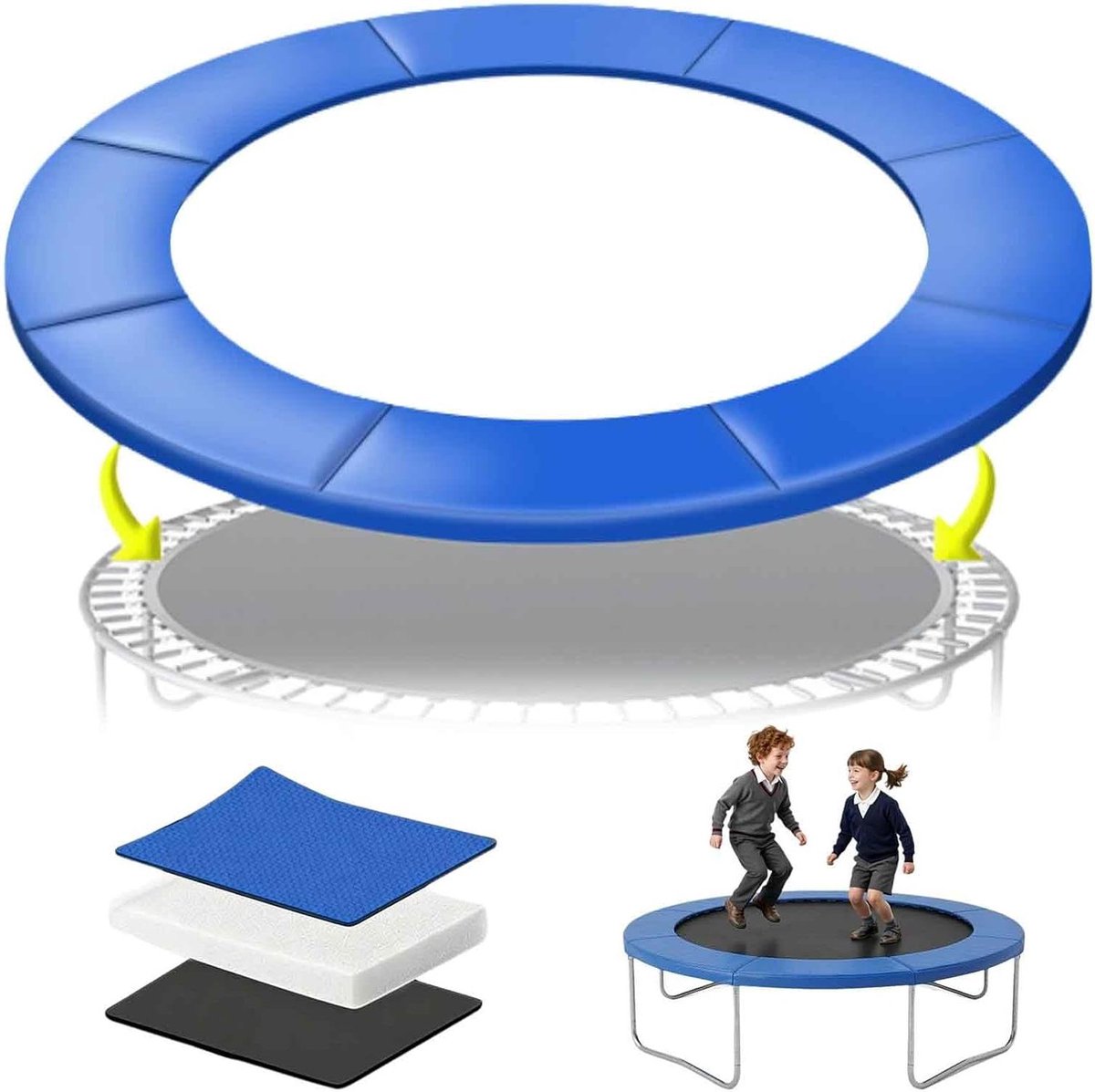 Trampoline Beschermhoes - Trampoline Randkussen - Veilig Spelen - Waterdicht PVC Materiaal - Diverse Maten - Blauw