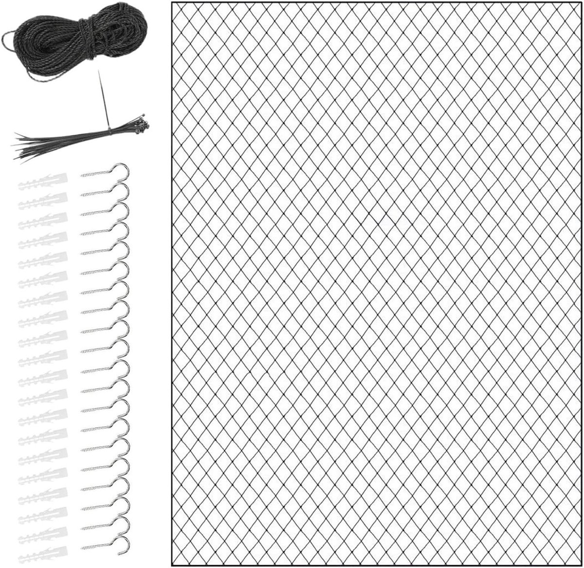 Kattenbescherming Balkon - Veiligheidsnet Huisdier - Valbescherming Buiten - Krasbestendig Nylon - 300x200 cm - Transparant