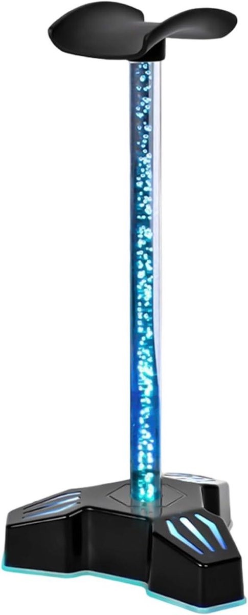 Hoofdtelefoonhouder - Koptelefoonstandaard - Bureau Organisatie - Geïntegreerde USB-oplader - 27.5 cm Hoog - Zwart