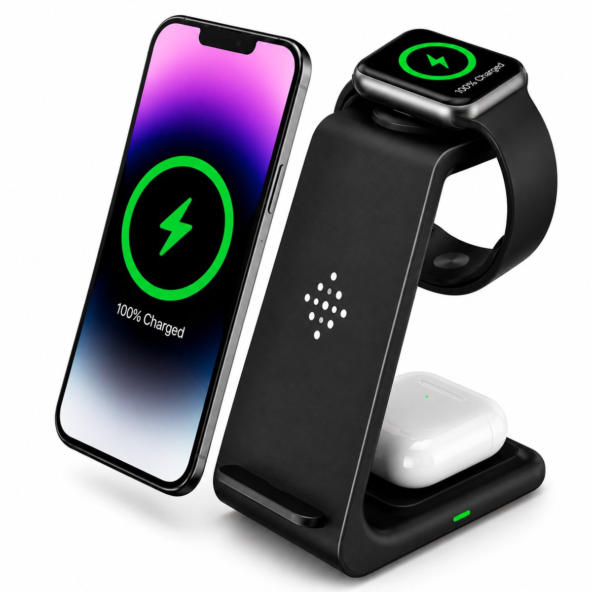 Techload Draadloze Oplader 3-in-1 15 W - Voor iPhone, Apple Watch en AirPods