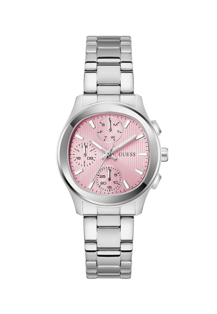 Guess Birdie Quartz Analoog Horloge Zilvertint En Roze Kast: 100% Roestvrij Staal | Armband: 100% Roestvrij Staal 36 mm GW1031L1, GW1031L2, GW1031L3, GW1031L4, GW1031L5, GW1031L6