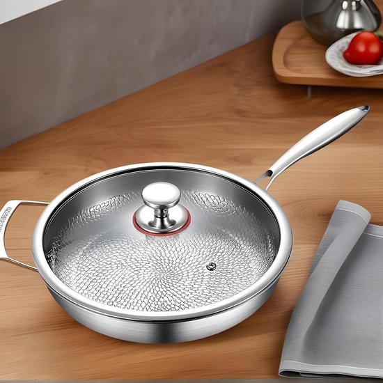 Titanium Koekenpan - Antiaanbak Pan - Koken Buiten - Gelijkmatige Warmte - 26cm Diameter - Grijs — afbeelding 5
