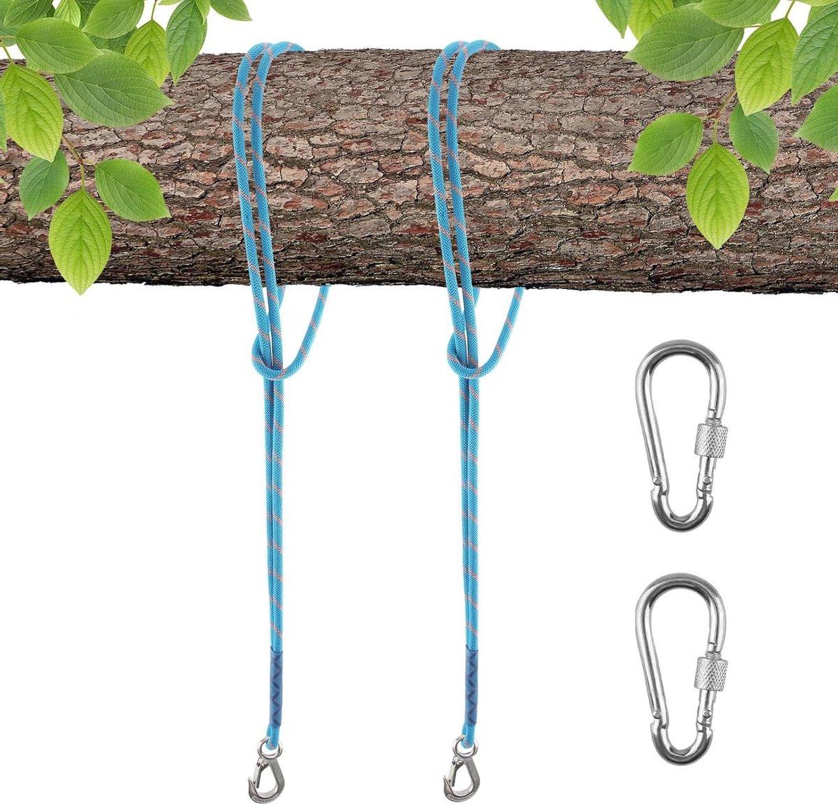 Klimtouw Set - Schommelophanging Hangmat Touw - Buiten Ontspannen - Verstelbare Boombevestiging - 2 x 120 cm - Blauw