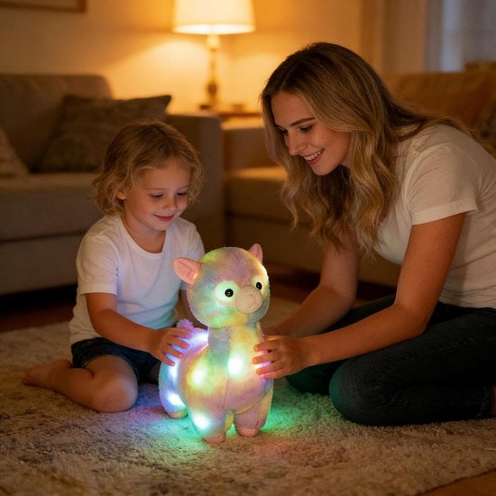 Alpaca Knuffeldier - Pluche Troostspeelgoed - Kalmerend Licht - Zacht Pluche Materiaal - 35 cm - Wit — afbeelding 3
