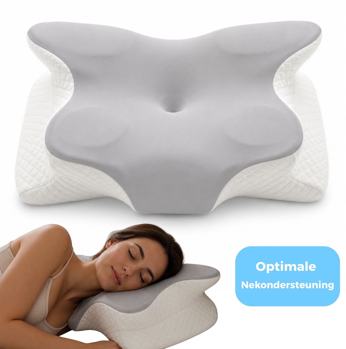 Nextora Hoofdkussen - Vlinderkussen - Kussen - Ergonomisch Kussen - Anti Snurk Kussen - Voor Rug, Buik en Zijslapers