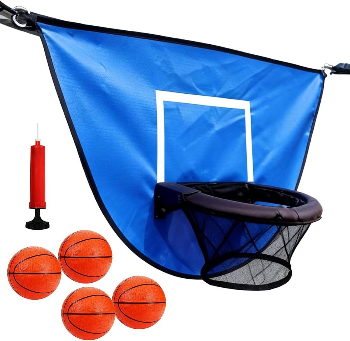 Trampoline Basketbal Set - Mini Basketbalmand - Buiten Spelen - Inclusief Ballen Pomp - 98 x 50 cm - Blauw
