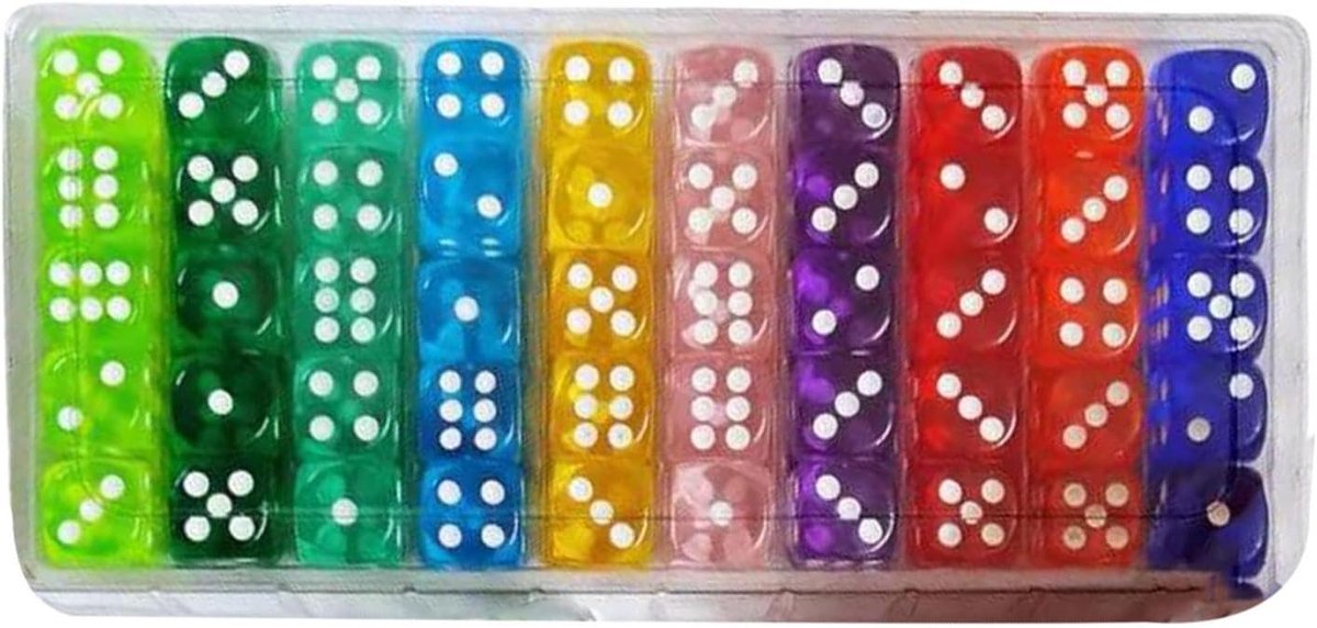 Dobbelstenen Set - Veelvlaks Dobbelstenen - Spelplezier Vergroten - Levendig Gekleurd Ontwerp - 100 Stuks - Tien Kleuren