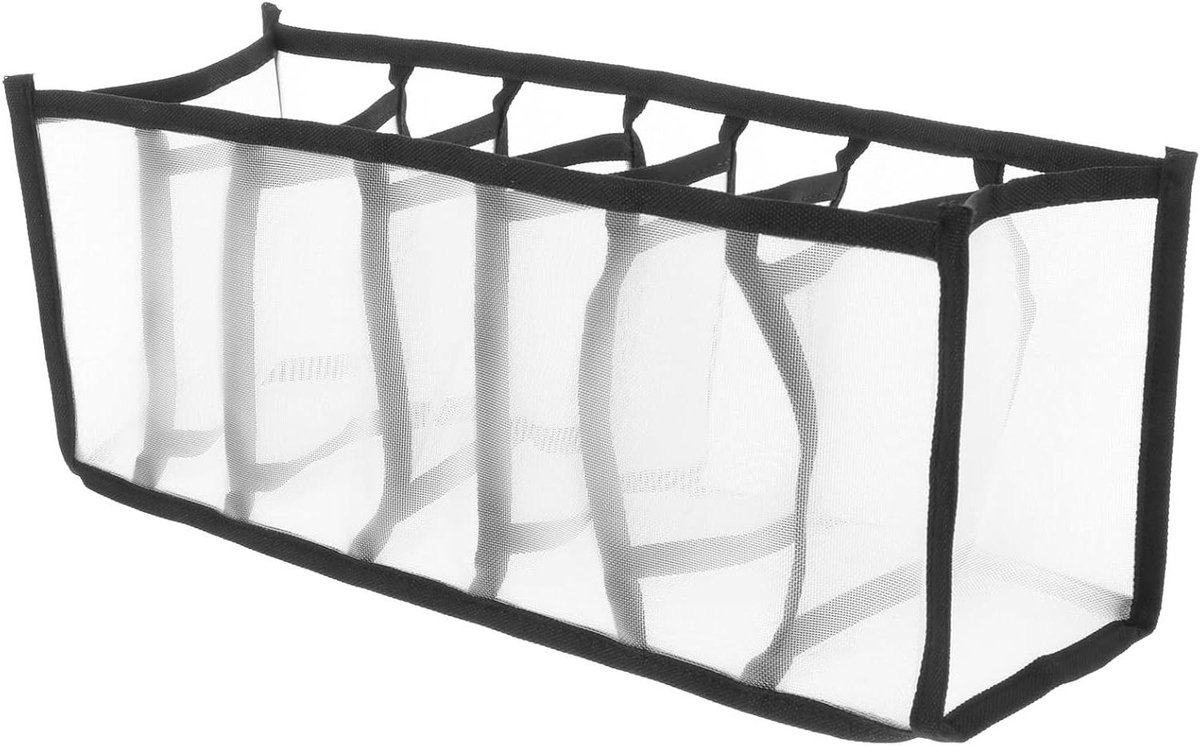 Opbergbox met Vakjes - Kleding Organizer - Kasten Opruimen - Ademend Mesh Materiaal - 32x12x12 cm - Zwart