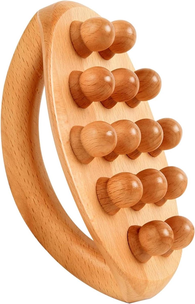 Houttherapie Massage Tools - Houten Body Brush - Lymfedrainage Bevorderen - Ergonomische Handgreep - 15 x 10 cm - Houtkleur