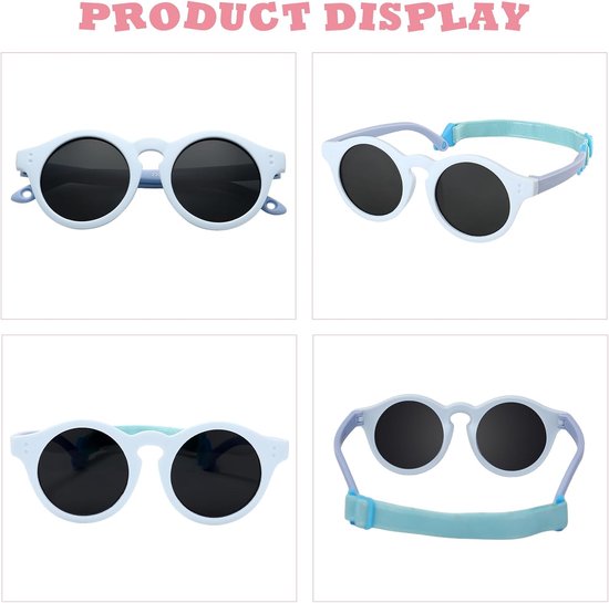 Baby Zonnebril - Peuterbril Kinderbril - Bescherming Tegen Zonlicht - Verstelbare Siliconen Band - 41 mm Lensbreedte - Blauw van Merkloos — afbeelding 4