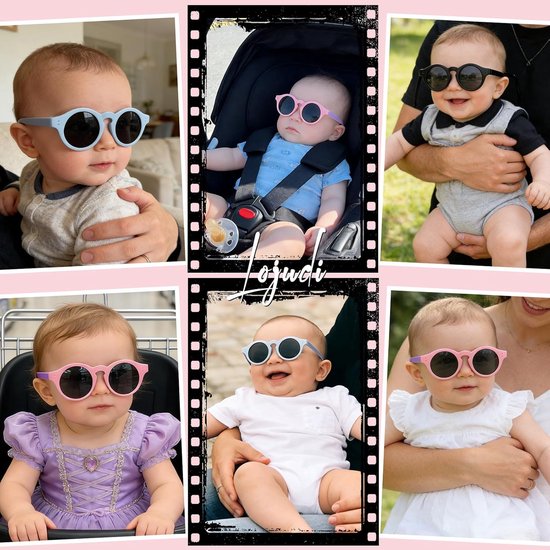 Baby Zonnebril - Peuterbril Kinderbril - Bescherming Tegen Zonlicht - Verstelbare Siliconen Band - 41 mm Lensbreedte - Blauw van Merkloos — afbeelding 3