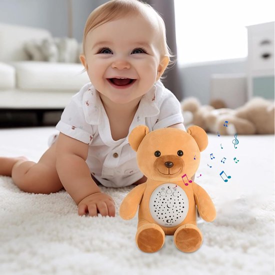 Knuffelprojector Zingende Knuffel - Comfortpop Geluid Speelgoed - Slaap Rustgevend - Ademhalingsbewegingen Witte Ruis - 25.5 cm - Blauw — afbeelding 3