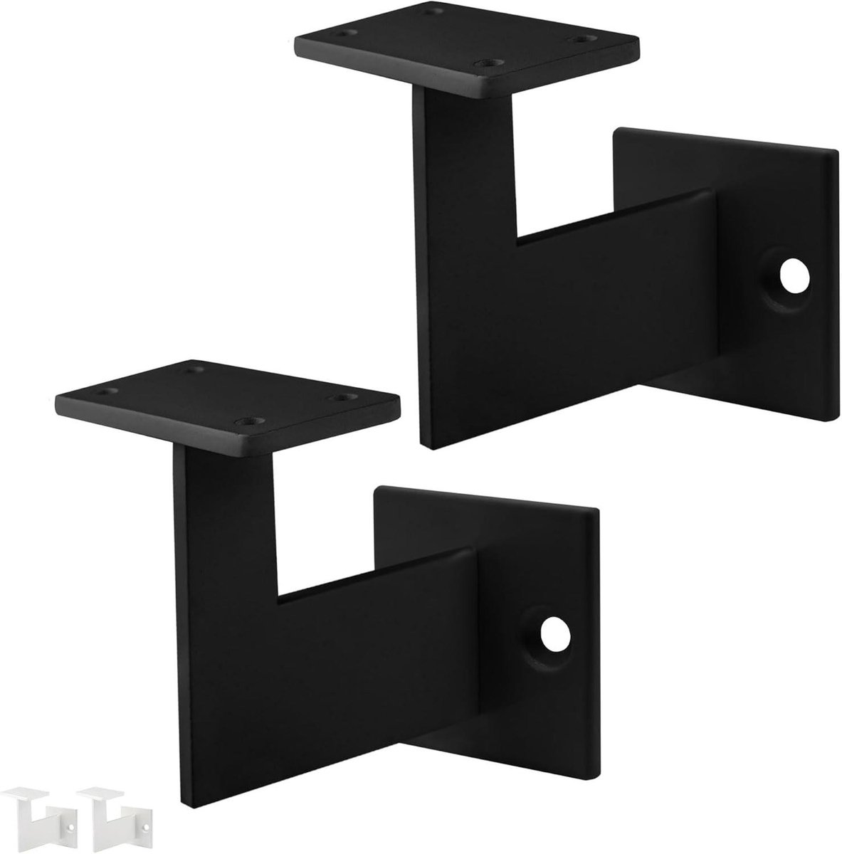 Leuninghouder Set - Trapleuning Bevestiging - Stabiele Ondersteuning Trap - Roestvrij Gepoedercoat Metaal - 2 Stuks - Zwart