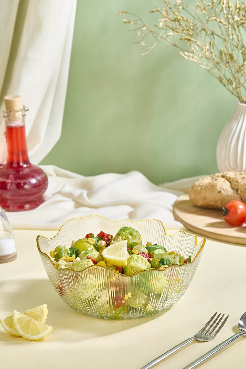 Asir - Glazen saladekom - Transparant - 100% GLAS - 22,5 x 22,5 x 11,5 cm