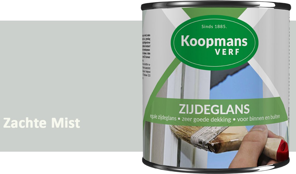Koopmans Zijdeglans Lakverf – Binnen & Buiten – Kras- en Stootvast – Hoge Dekkracht – Voor Hout, Deuren en Kozijnen – Zachte Mist – 750 ml