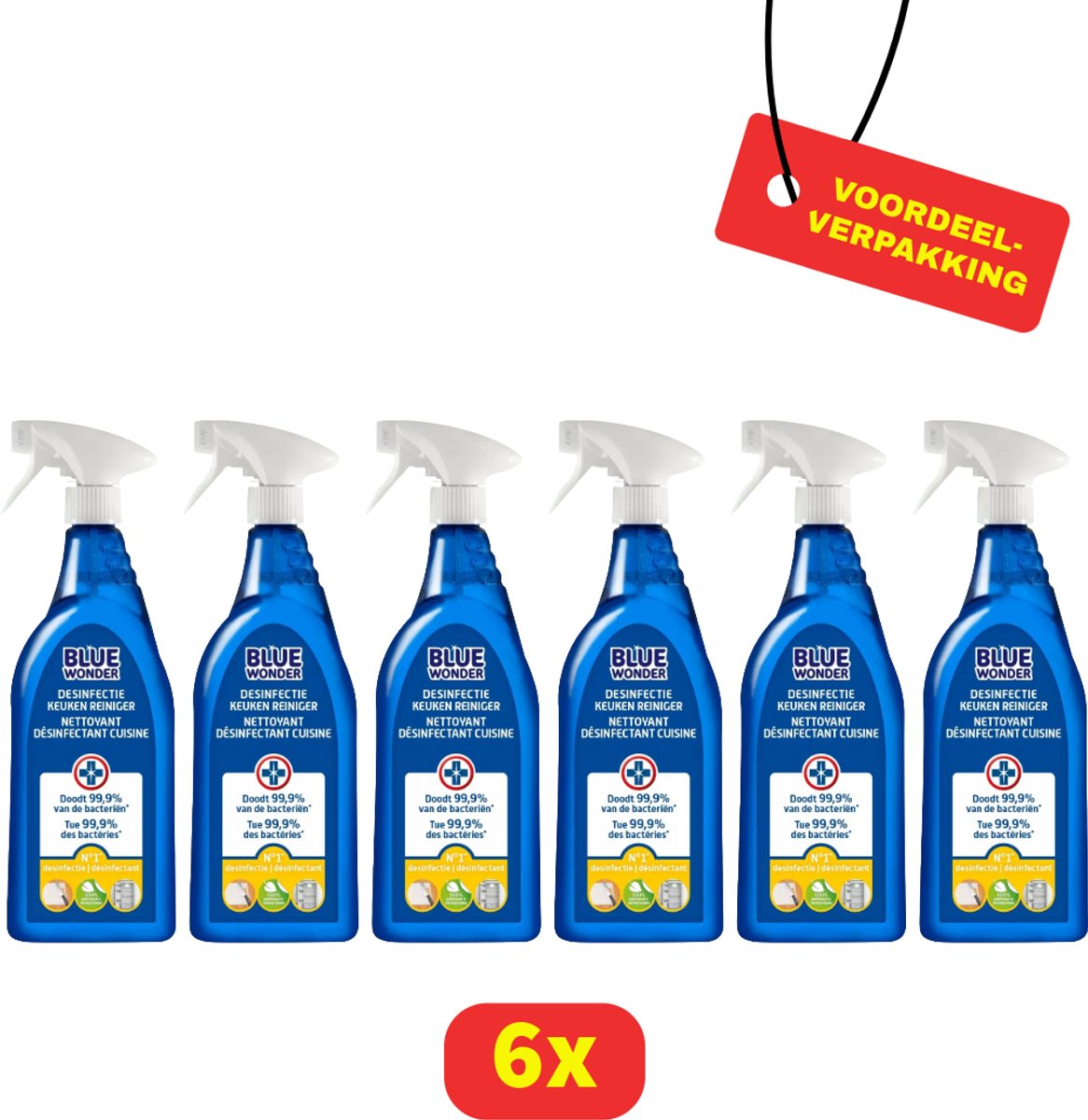 Blue Wonder - Allesreiniger Spray Keuken - Hygiënische Schoonmaak - 6 x 750ml - Voordeelverpakking